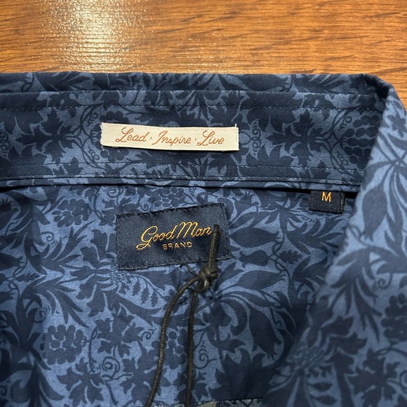 NWT Good Man Brand Mens Button Down Shirt blue Floral Size Medium - Picture 4 of 6
